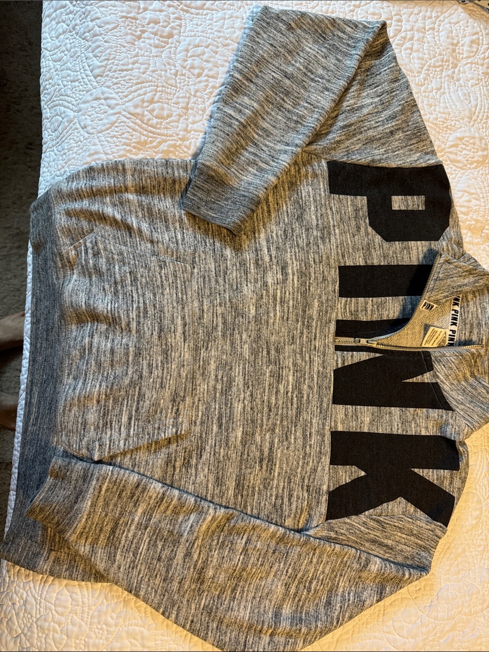 Vintage PINK Victoria's Secret Gray Marled Pullover Sweater with Black Logo
